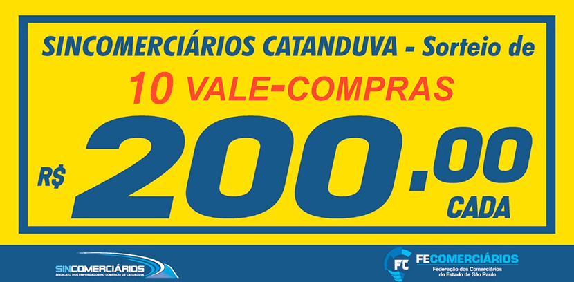 SORTEIO DE 10 VALE-COMPRAS EM COMEMORAÇÃO AO DIA DOS COMERCIÁRIOS!!